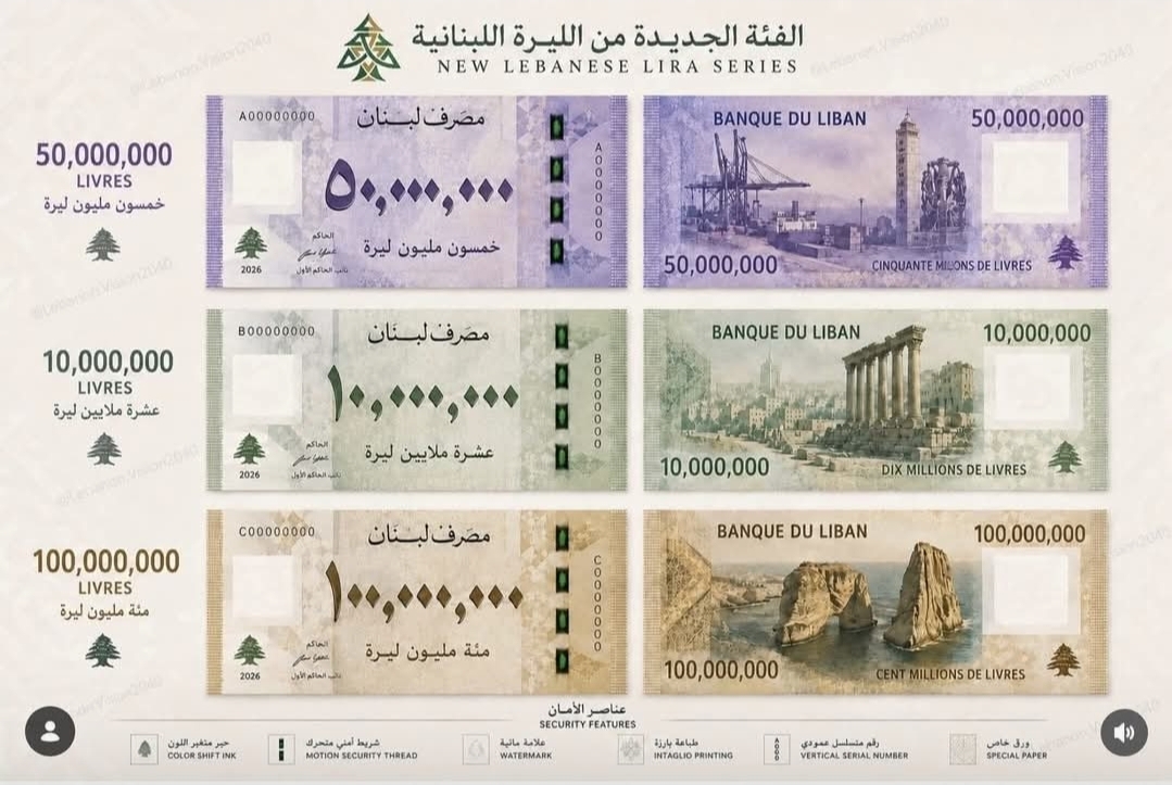 فئات جديدة لليرة اللبنانية